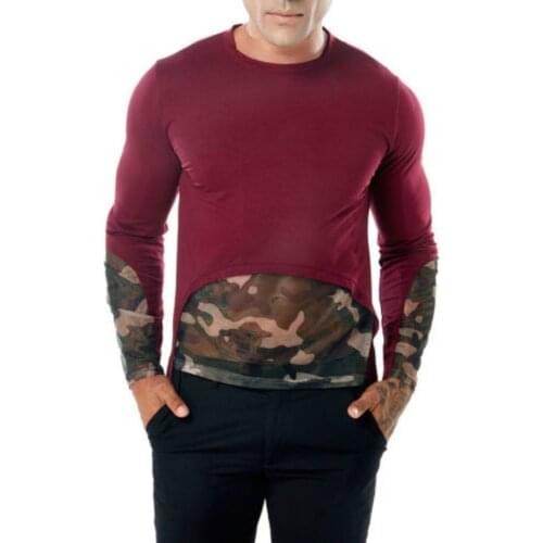 T-shirts Mens O Neck Camouflage T-Shirts Shirts Long Sleeve 2018 Autumn Cotton Pullover Comfy Tops