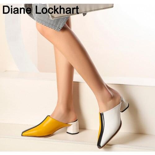 Fashion High heels Womens Mules Mixed colors Summer Shoes Snake Print Slip On Loafers Women Outdoor Slippers Woman Sandals 34