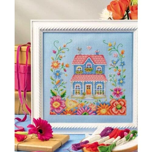 Heart and garden The garden shed (2) cross stitch package 18ct 14ct 11ct blue cloth kit embroider DIY handmade
