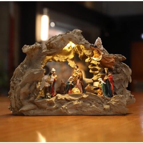 Zayton Nativity Scene SET Christmas Gift Holy Family Statue Christ Jesus Mary Joseph Catholic Figurine Xmas Ornament Home Decor