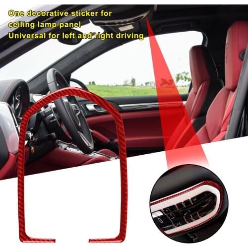 Panel Decal Heat-resistant Easy Installation Carbon Fiber Car Roof Red Reading Lamp Trim Cover for -Porsche Macan 2014-2021