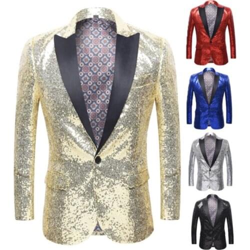 New sequined blazers mens suit dress gold stage fashion блейзер performance costume بلايز European and American мужской костюм