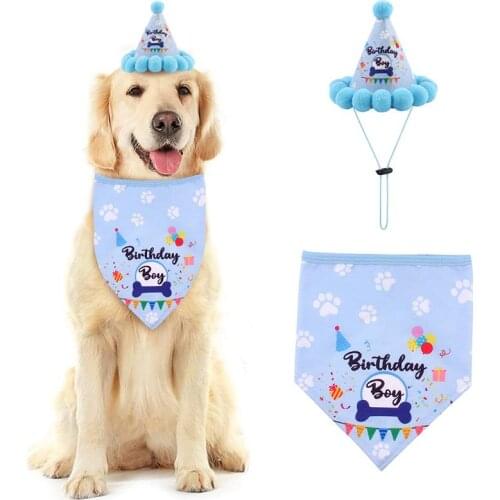 New Pet Dog Birthday Party Decorations Supplies Creative Dogs Triangle Bib Scarf Puppy Cone Hat Latex Balloons Dog Accessories