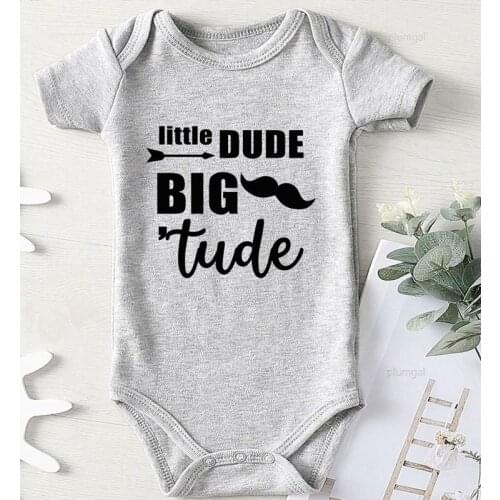New born Baby Clothing Beard Print Little Dude Kids Summer Clothes Girls Romper Undershirts for Babies Toddler Jumpsuits