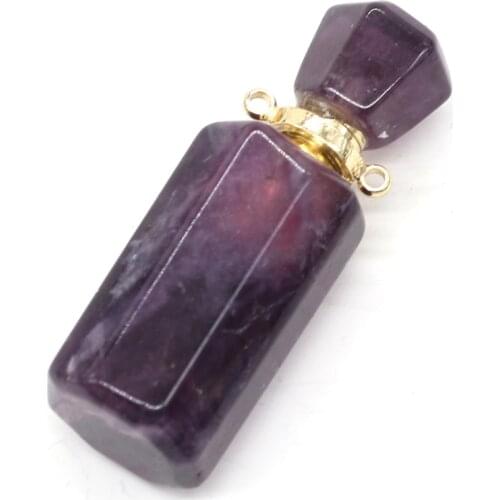 Natural Amethysts Essential Oil Diffuser Vial Pendant Perfume Bottle Pendant Charms for Women Jewelry Exquisite Gift 15x38mm