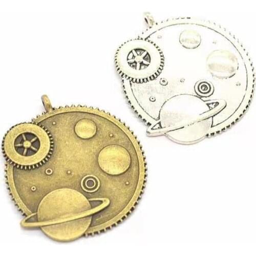 2pcs/lot 40x36mm Antique Silver/Antique Bronze Zinc Alloy Cosmos Charms Pendants For Jewelry Findings