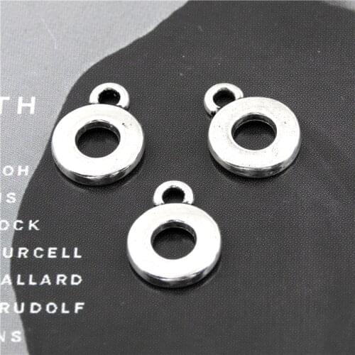 50Pcs Silver Color Double Hole Charms Simple Round Circle Pendant Fit Jewelry DIY Making Ornaments Accessories 6x10mm A3134
