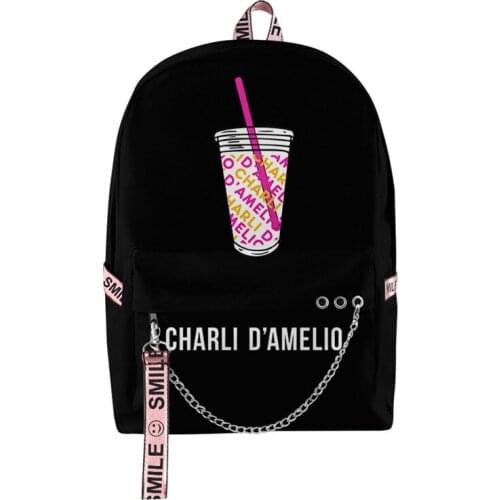 Student schoolbags Charli Damelio-Candy Color 3D Backpack for Boys Girls Amelio Charli 3D Backpack Kpop Keychain Accessories