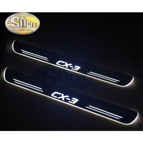 SNCN Waterproof Acrylic Moving LED Welcome Pedal Scuff Plate Pedal Door Sill Pathway Light For Mazda CX-3 CX3 2016 2017 2018