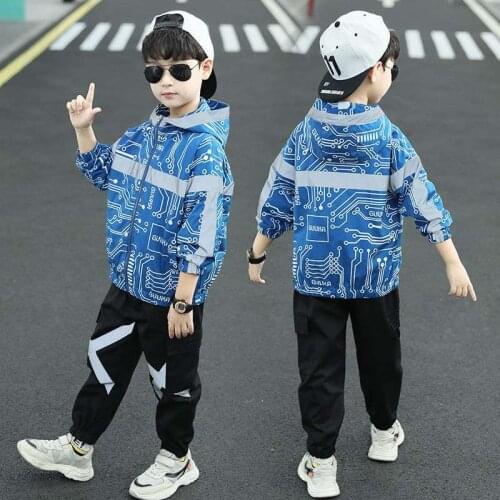 Luminous Spring Autumn Baby Boys Boys Set Kids Coat +Pants Outfits Teenage Casual Tops Children Clothing Suit High Quality