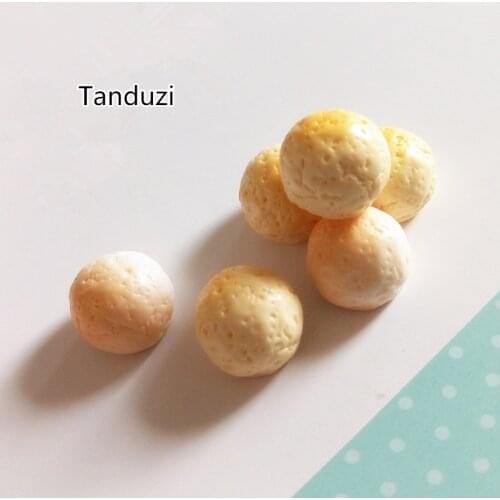 Tanduzi Wholesale 100PCS Chinese Delicious Milk Sweet Steamed Bun Resin Flatback Cabochon Crunchy Rice Balls Miniature Food DIY