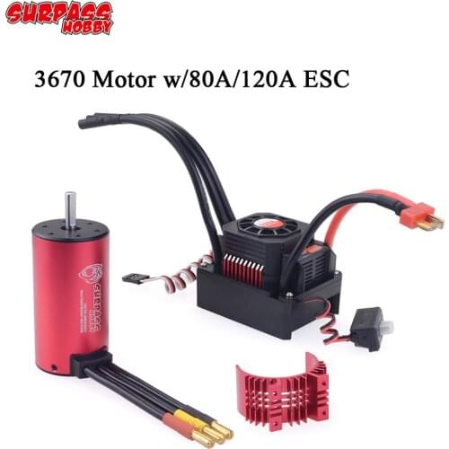Waterproof 3670 1100KV 1350KV 1700KV 2050KV 2650KV 2850KV Brushless Motor w/ 120A ESC for 1/10 1/8 RC Buggy Monster Car