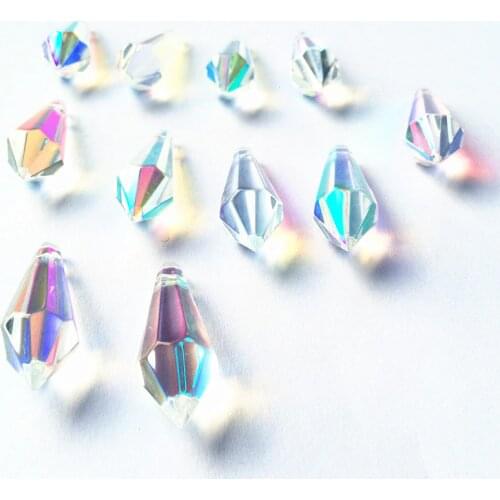 Top Quality 20pcs/lot 35mm AB Color Crystal Glass Icicle U-drops (Free Rings ) Crystal Chanderlier Prisms Cake Topper Decoration