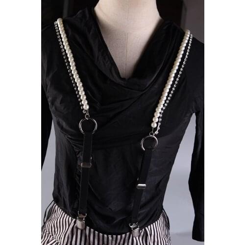 Explosion style suspender belt rhinestone inlaid pearl decoration 3 clip strap ladies sling fine belt