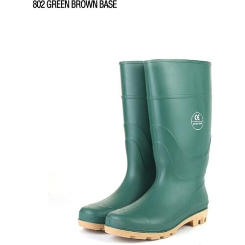 PVC water shoes safety shoes unisex green boots rubber sole agricultural boots construction site durable rain boots