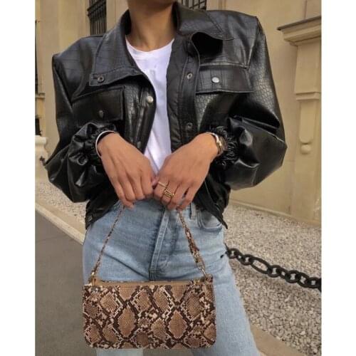 Autumn And Winter New Style Single-breasted Black Lapel Loose Womens Quilted Leather Jacket Short Coat