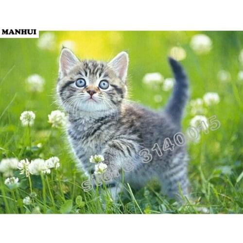 3d diy diamond painting cross stitch rhinestones crystal diamond embroidery mosaic needlework Animal Cat wall craft paint BFC205