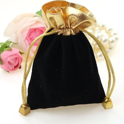 500pcs 7*9cm black Phnom Penh Velvet Bags woman vintage drawstring bag for Party/Jewelry/Gift diy handmade Pouch Packaging Bag