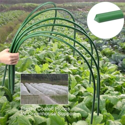 6pcs Steel With Plastic Coated Hoops Greenhouse Hoops For Plant Cover Support Grow Tunnel Plant Stent For Garden Fabric Supplies