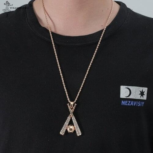 Hip Hop Chain Stainless Steel Rope Chain Baseball Bling Iced Out Gold Color Pendants & Necklaces for Men Accessories Jewelry