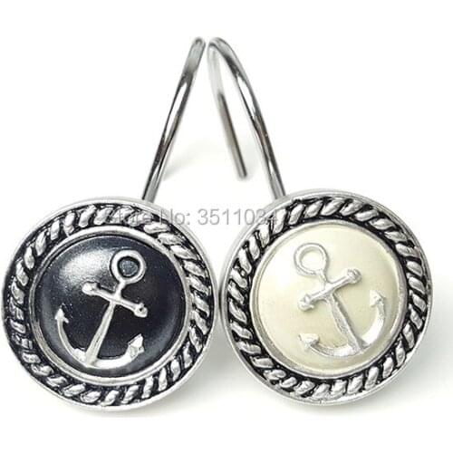 Black and white shield resin bath curtain hook, resin curtain, hooks and hooks Mixed packing 6pcs black and 6pcs white