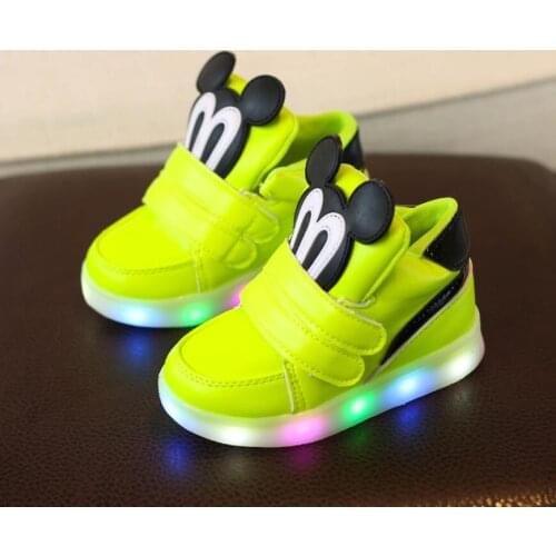 Children Casual Shoes With Light LED Boys Girls Sneakers 2021 Spring Cartoon Mouse Sport Shoes Fashion Luminous Boot