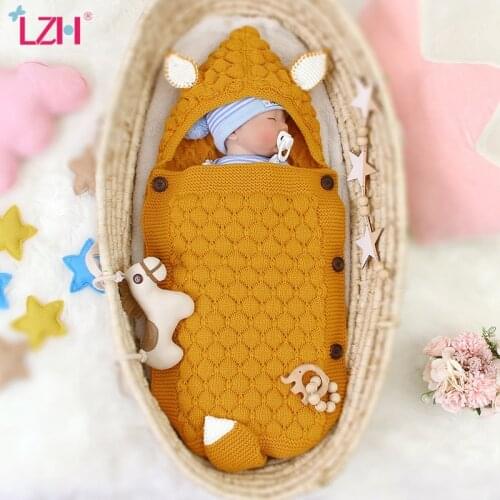 Baby Sleeping Bag Autumn Kids Newborn Infant Sleepsack Knitted Sleeping Bag For Baby Boy Girl Cute Hooded Wrap Swaddling Blanket