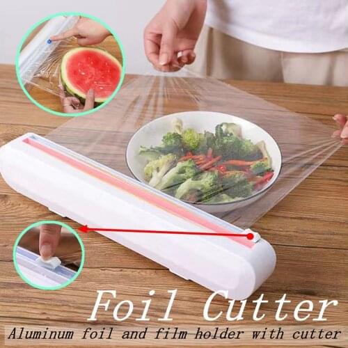 Kitchen Film Cutter Fixing Food Cling Wrap Dispenser Aluminum foil dispenser Kitchen Gadgets Accessories Refrigerator Storage
