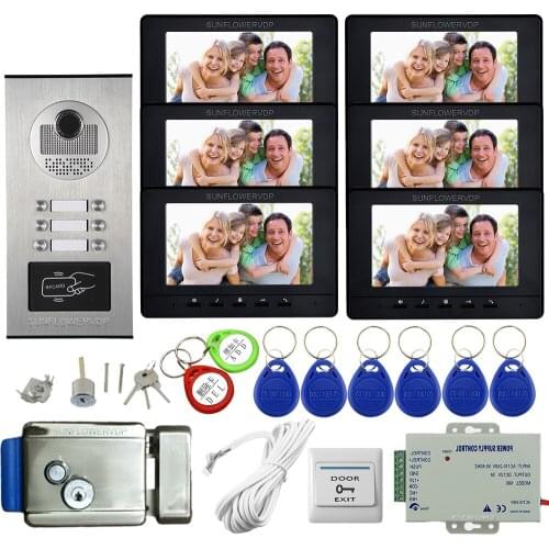Door Intercom for Apartments Access Control Video Intercom 6 Monitors Home Intercom System Home Videophone Electronic Door Lock
