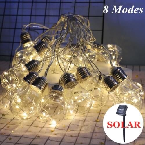 Solar Hanging Lights,Outdoor Clear Bulb String Lights,Fairy Lights for Garden Gazebo Christmas Balcony Wedding Party Decor