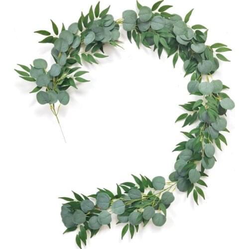8 Pcs Artificial Eucalyptus Garland with Willow Leaves 6.5 Feet Fake Greenery Vines Ivy Wedding Home Decoration Wholesale X2