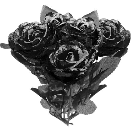 Artificial Roses Single Branch Fake Flower Bouquet Halloween Decor Valentines Day Home Sequins Wedding Simulation Flowers