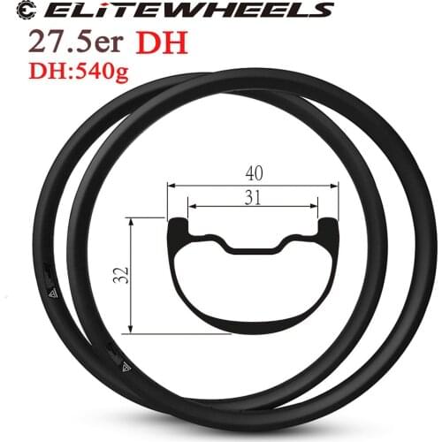 ELITEWHEELS 27.5er MTB Carbon Rim Enduro And DH Carbon Rim Hookless Tubeless Ready Rims 40mm Width For Mountain Bike Wheels