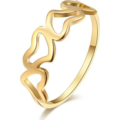 CACANA Stainless Steel Ring For Women Valentines Hollow Heart Christmas Rings Accessories Anillos Mujer Bague Femme Jewelry