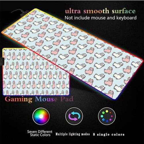Anime Cute Sheep Glowing RGB Led Mouse Pads Illumination Background HD Printed Desktop Mice Mats for PC Laptop Gamer Accessories