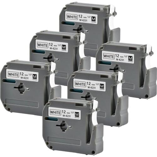 6 Labeler ribbon MK231 M-K231 MK-131 thermal label tape ribbon 9mm and 12mm for Brother P-touch Labeler PT-80 PT-90 PT-70 PT-65