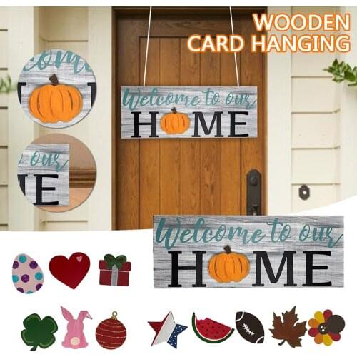 Magnetic 3D Stereo Interchangeable Variety Of Patterns Wooden Welcome Doorplate Welcome Hanging Handmade for Outdoor Decoration