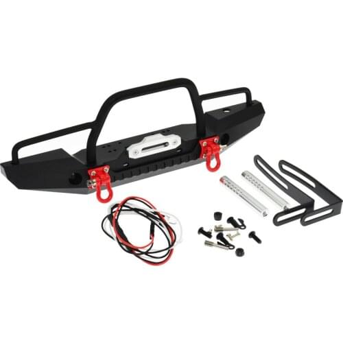 Metal Front Bumper with Led Lights for Traxxas TRX-4 Axial SCX10 90046 SCX10 III AXI03007 1/10 RC Crawler