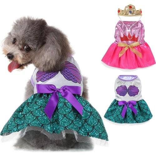 Cute Pet Clothes For Fashion Mermaid Dress For Small Medium Dogs Cats Chihuahua Wedding Party Princess Dogs Dresses