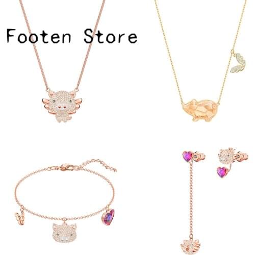 SWA Fashion Womens Jewelry Charm Ctu Piggy Style Jewelry Set Fashion Jewelry Set Earrings Necklaces Bracelets Romantic Jewelry