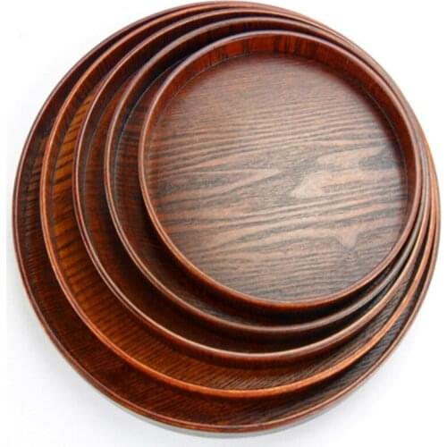 New product Japanese Style Wooden Tray Plate European Round Tea Tray Home Decoration Storage Tray