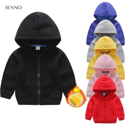 Autumn Winter Warm Fleece Cotton Kids Girls Boys Hoodies Outerwear Teenager Children Hooded Jackets Coats For Baby Boy Girl