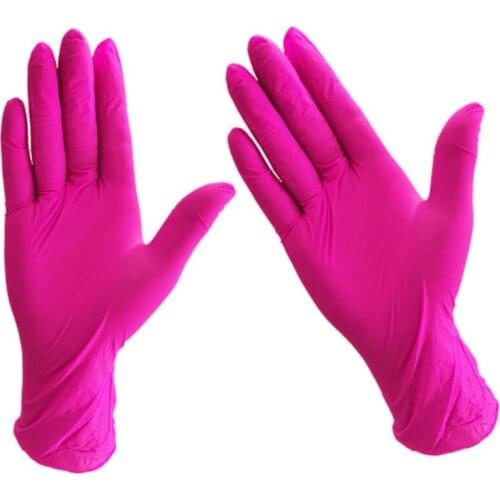 Food Pink Gloves High Disposible Nitrile Rubber Gloves Universal Kitchen Household Cleaning Gardening Purple Black Gloves 100pcs