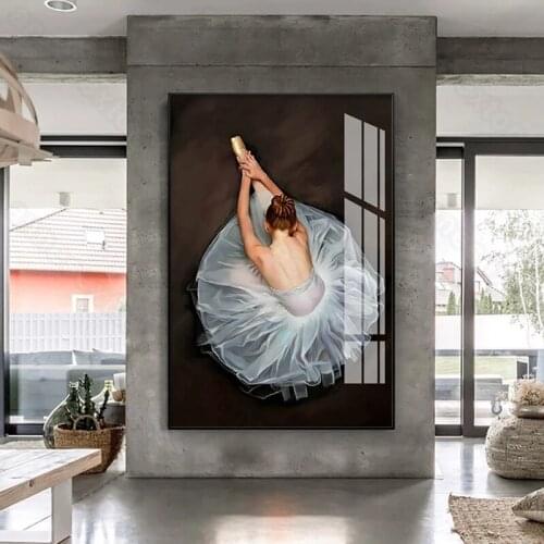 Modern Style Canvas Painting Posters and Prints Pretty Woman Dancing Ballet with Dress for Home Rooms Gallery Wall Decoration