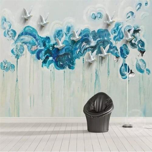 Custom photo wallpaper abstract oil painting stereo bird art pattern TV sofa background wall professional production mural