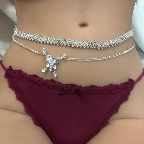 Luxury zircon crystal butterfly navel chain pearlescent womens sexy waistline Navel Body jewelry jewelry Valentines Day gift