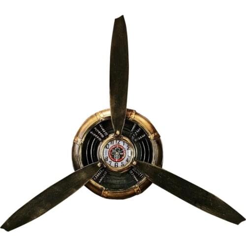 Aircraft Decorative Metal Propeller Retro Wrought Iron Wall Clock Propeller Wall Decoration Wall Hanging Clock Propeller