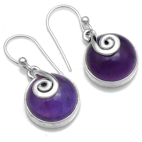 Genuine Amethyst 925 Sterling Silver Earrings, 26.8 mm, AE2545