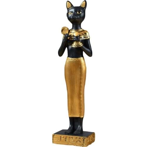 ANCIENT EGYPT ASTROLOGER CAT GOD FIGURINES PHARAOH PATRON SAINT RESIN ART&CRAFT HOME DECORATION R966