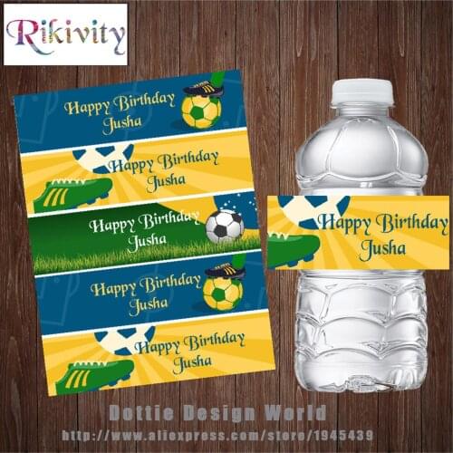 20 Pcs Custom Football Water Bottle Labels Soccer Candy Bar Wrapper Wine Champagne Sticker Baby Shower Birthday Party Decoration